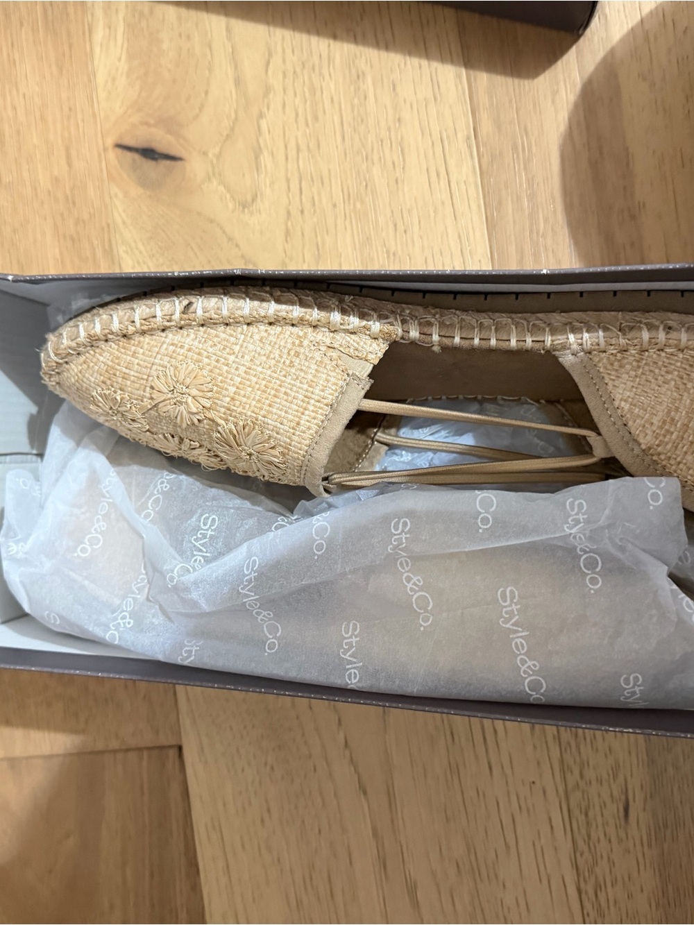 Style & Co. Beige Floral Embroidered Espadrille Flats - Picture 2 of 5